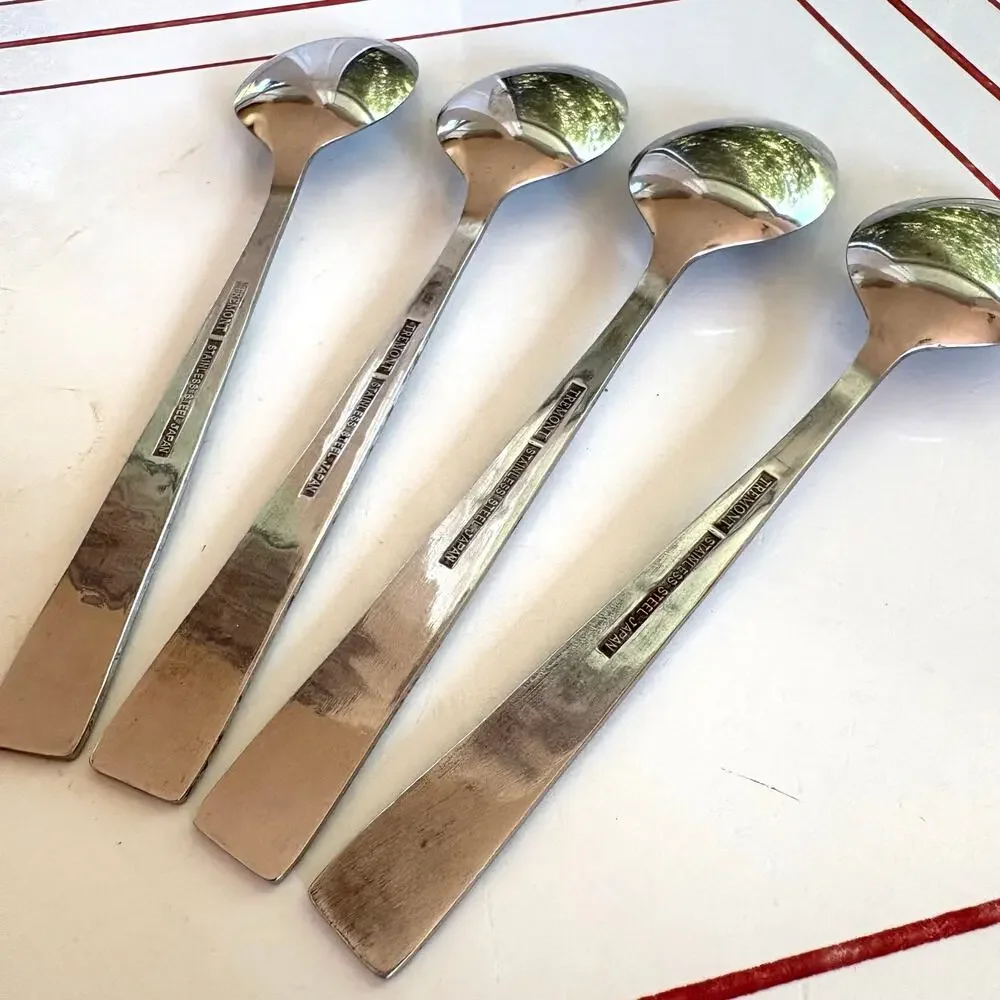 Vintage Tremont Japan Floral Teaspoons Set of 4 MCM Stainless Flatware